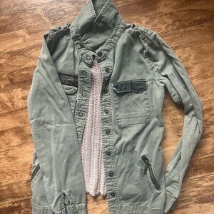 BKE Olive Green Utility Jacket with Pocket Details
